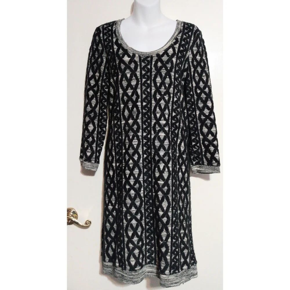 Anthropologie MOTH black lattice sweater dress M - Picture 6 of 15